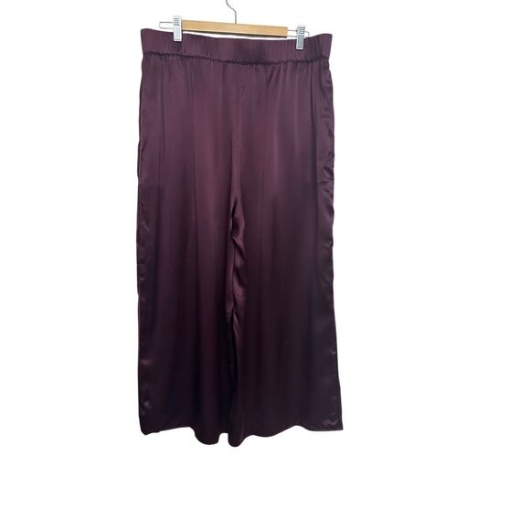 NWT Quince Burgundy 100% Silk Wide Leg Pants Size: XL - Picture 3 of 5